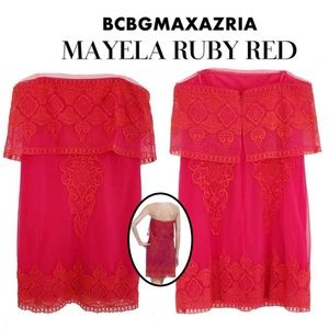 NWOT BCBGMaxAzria Mayela Ruby Red Strapless Dress/Sz 2 Mini Strapless Barbiecore
